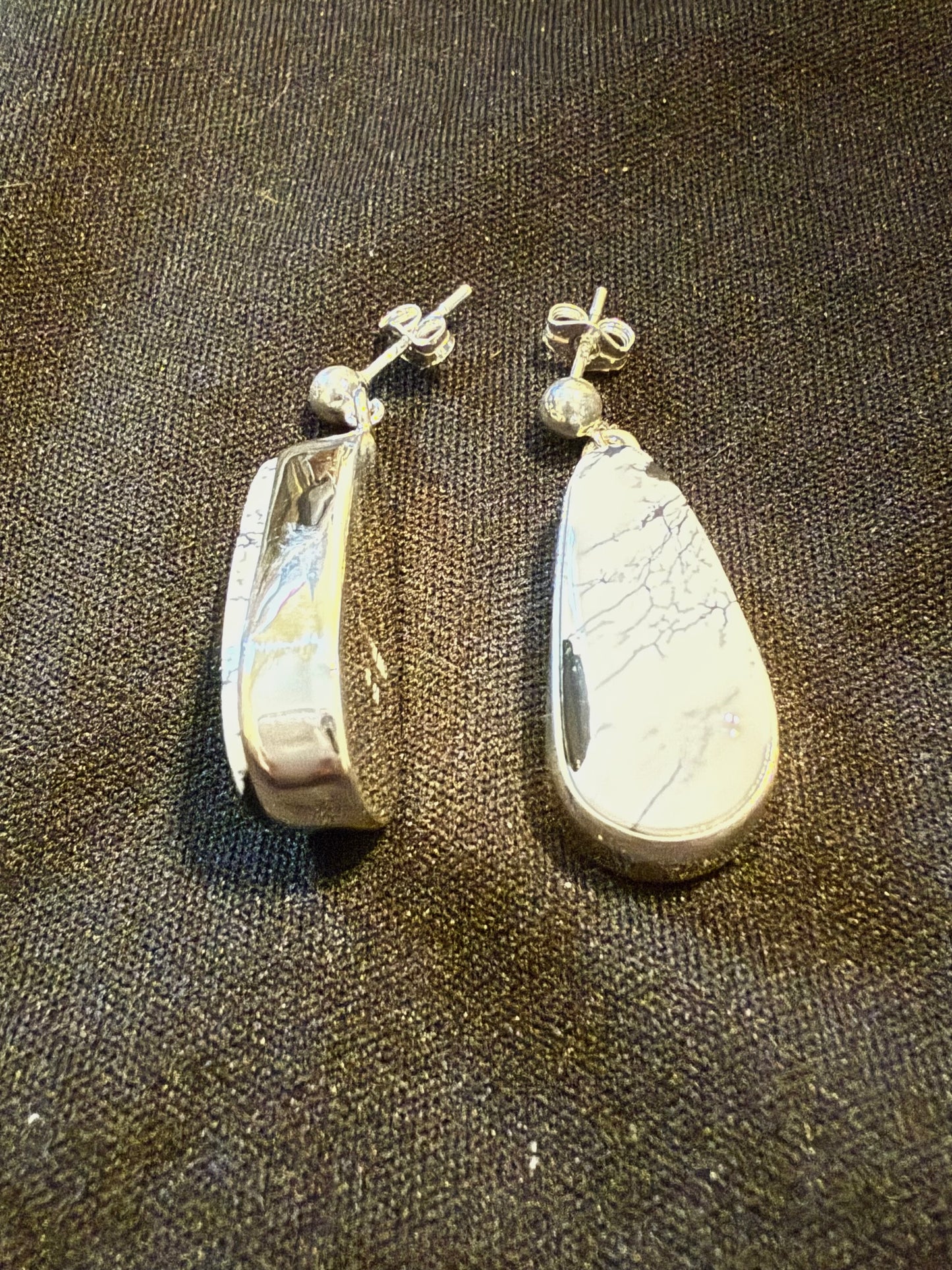Authentic White Buffalo Tear Drop Earrings