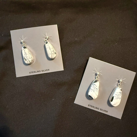 Authentic White Buffalo Tear Drop Earrings