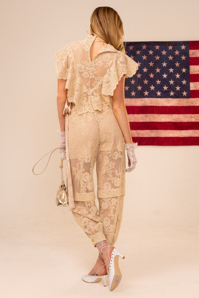 Lora Cream Lace Sleeveless Top