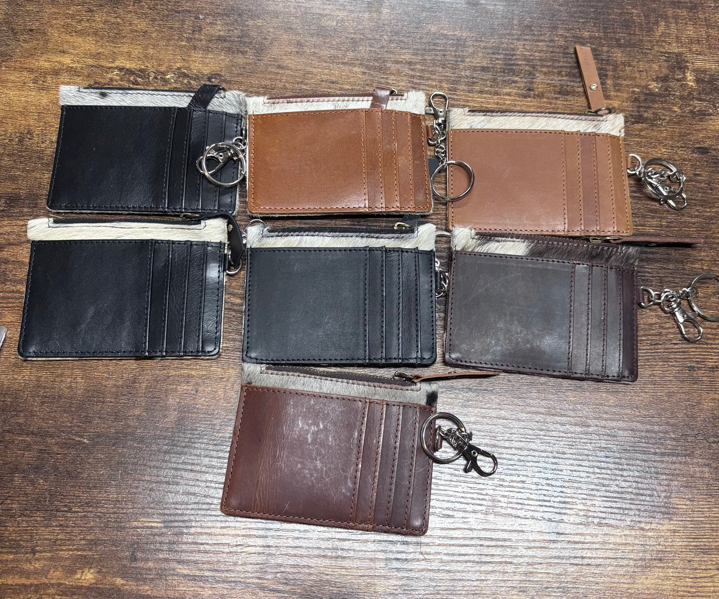 Cowhide Card/Change Holder Keychain