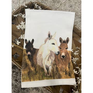 Western Tea Towel Meenie Miney Moe Donkeys