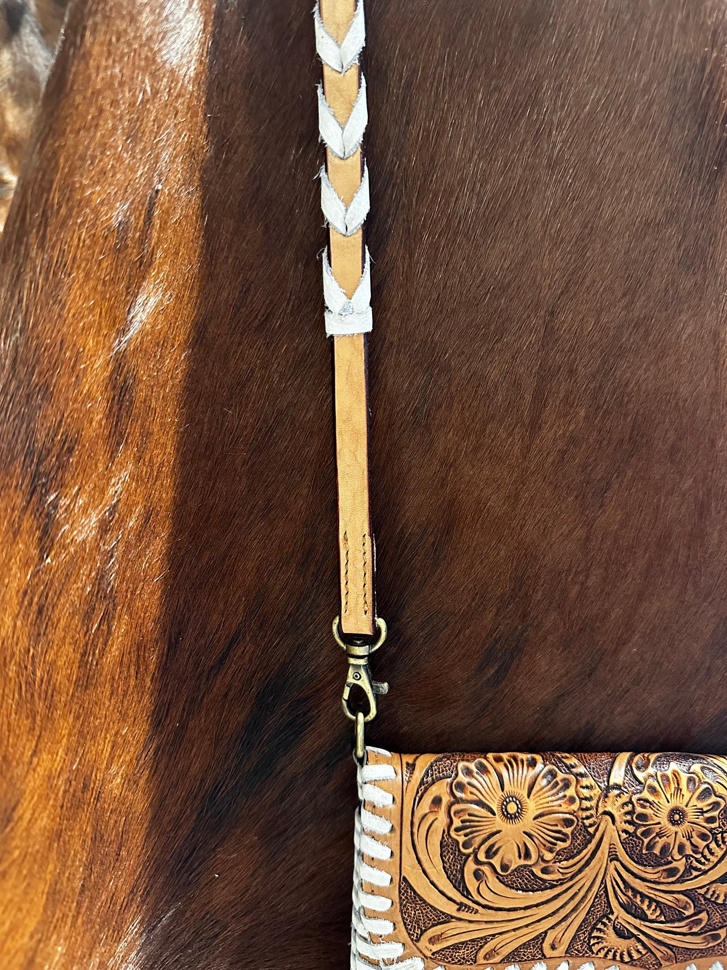 Tooled White Stitched Crossbody