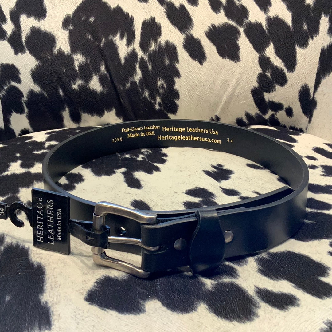 Black Mens Belt Heritage Leather