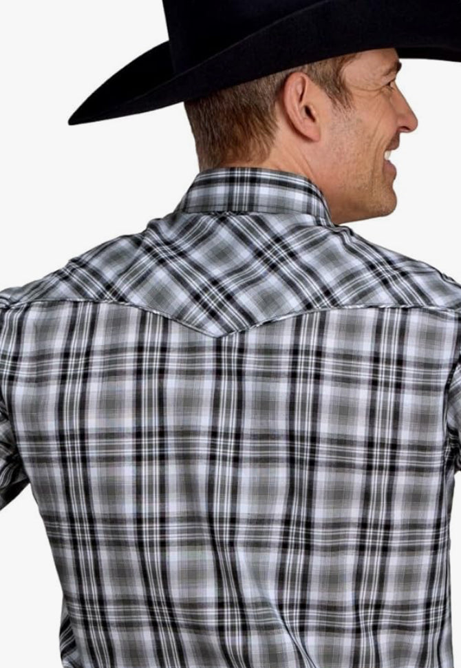 ROPER Western Shirt Mens Long Sleeve Plaid Gray