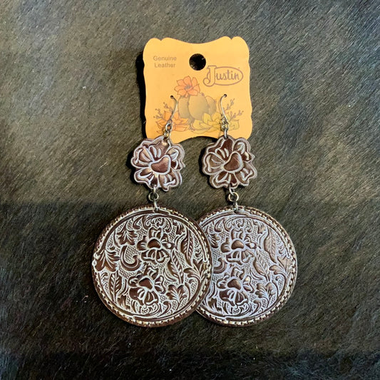 Tooled Earrings With White Wash