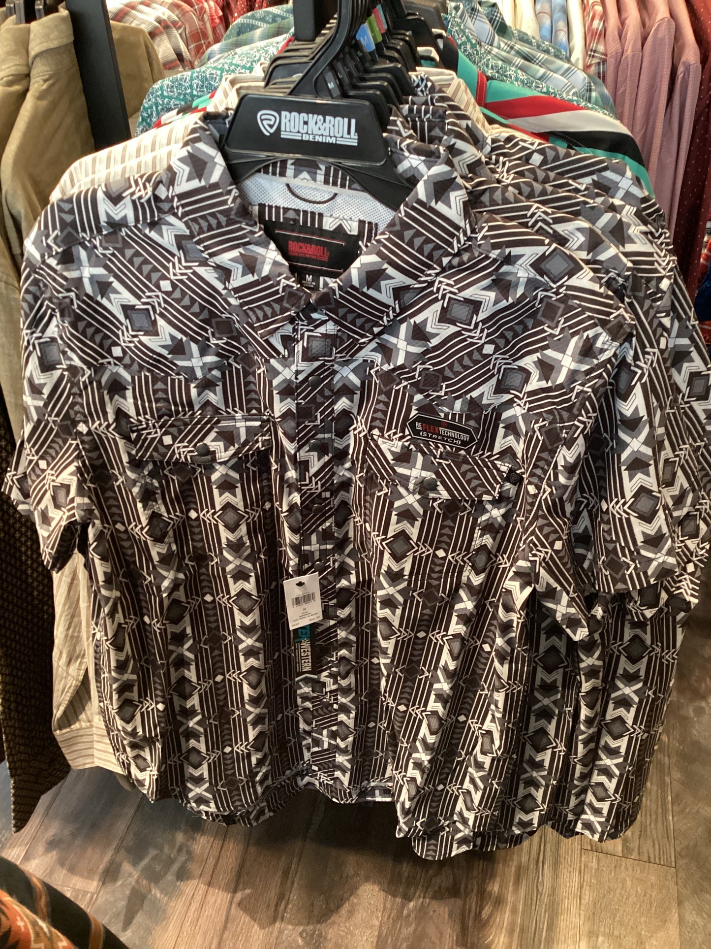 Rock & Roll Men's Aztec Printed Tek Western