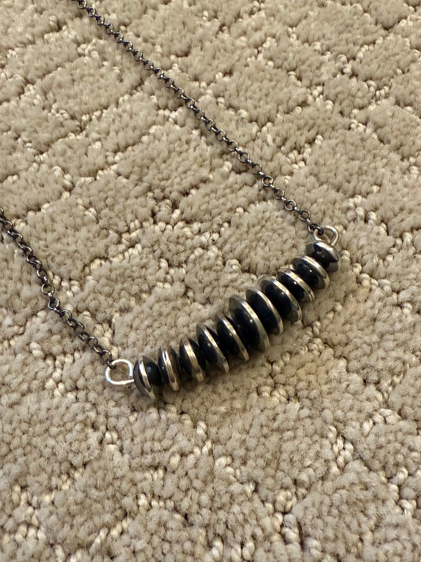 Authentic Navajo Saucer Pearl Bar Necklace