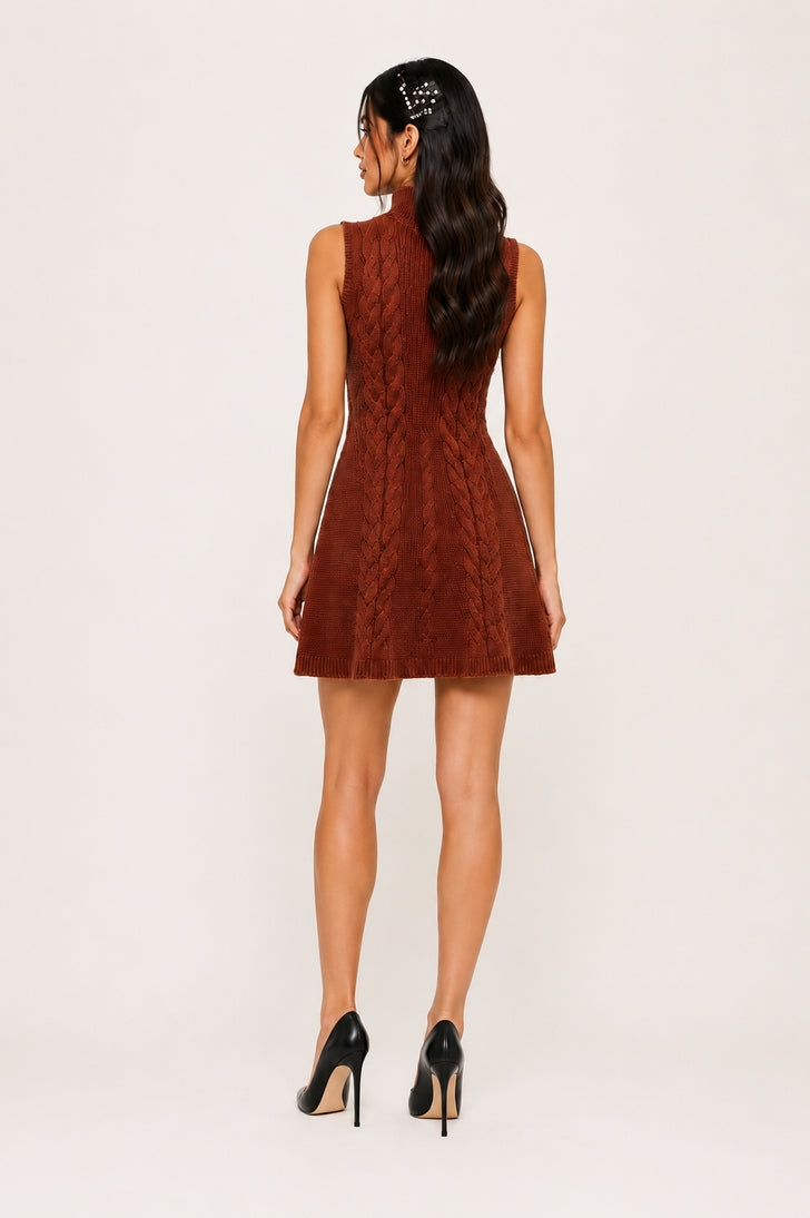 Terracotta Cable Knit Mini Dress