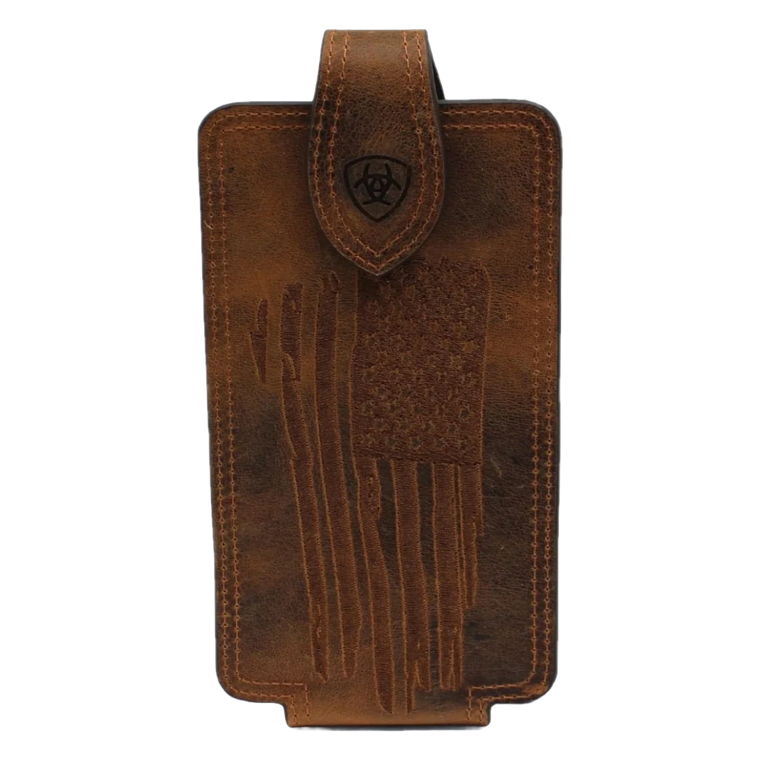Ariat American Flag Distressed Brown Phone Clip