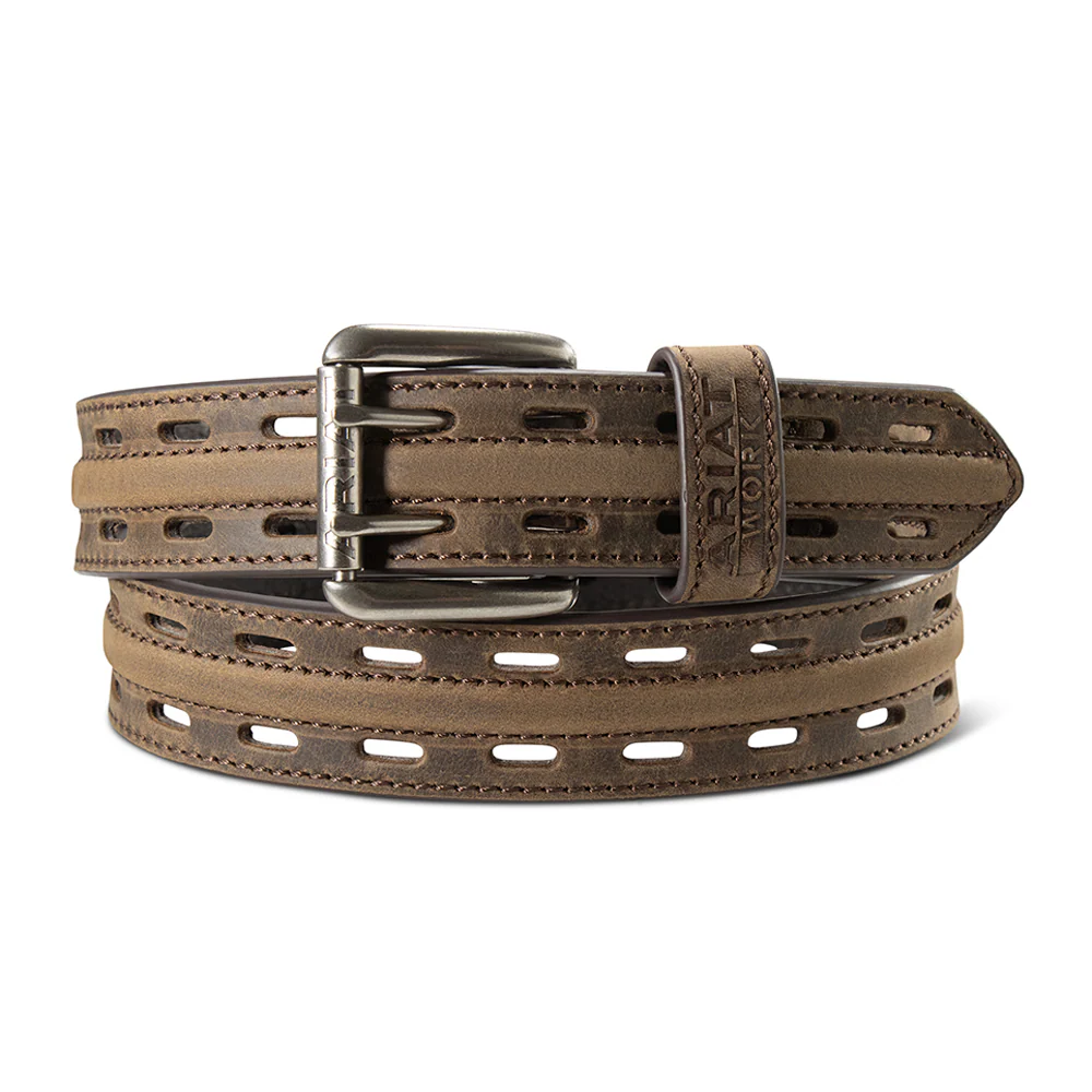 Ariat Mens Work Belt 1 1/2" Double Hole - Brown