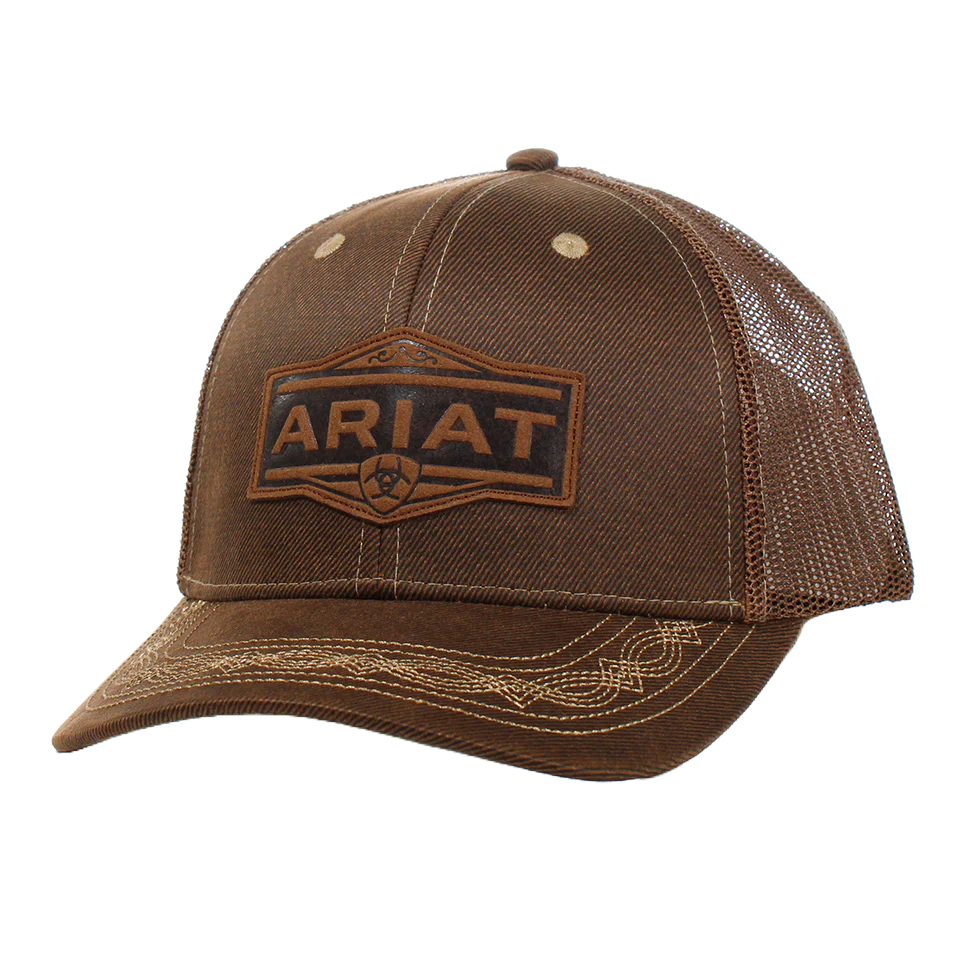 Ariat Men's Vintage Logo Patch Brown Snapback Hat