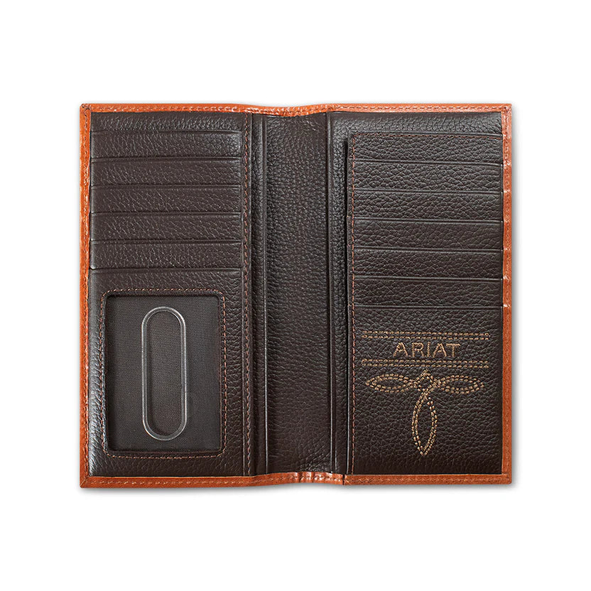 ARIAT DIAMOND EMBOSSED BROWN RODEO WALLET