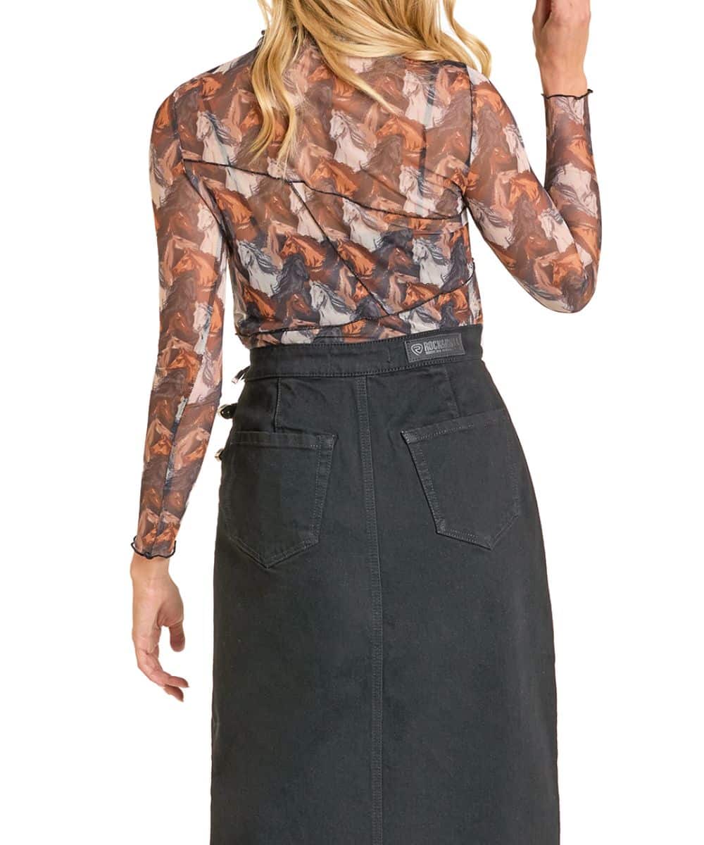 Horse Print Mesh Top