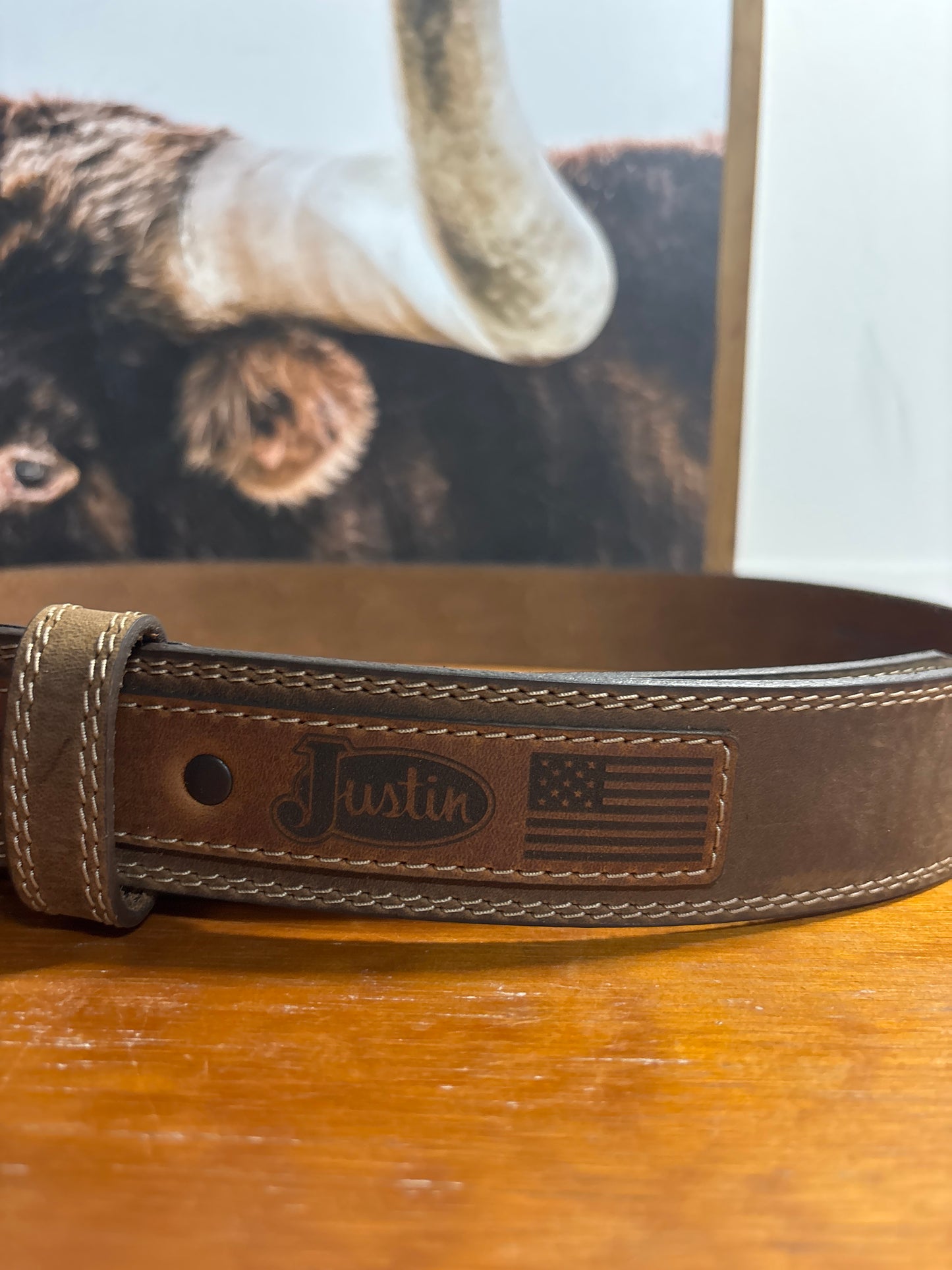 Justin Dark Brown Leather Belt