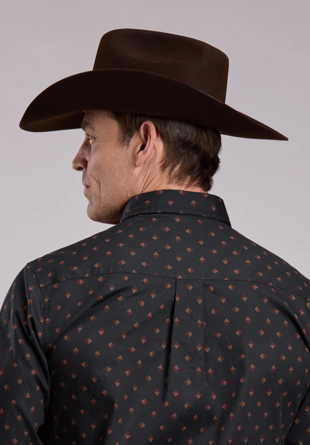 Roper Men's Long Sleeve Solid Snap Shirt -BL