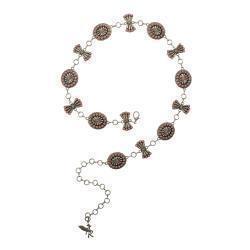 Angel Ranch Ladies Chain Belt Oval Butterfly Conchos Chain Light Pink