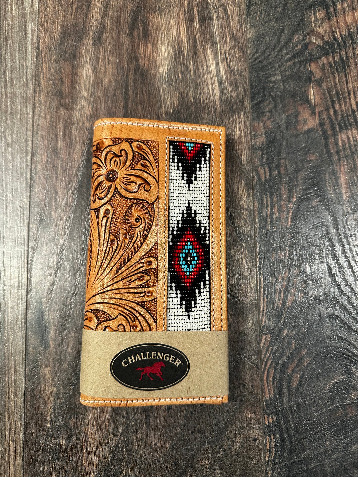 Tooled Beaded Aztec Rodeo Wallet