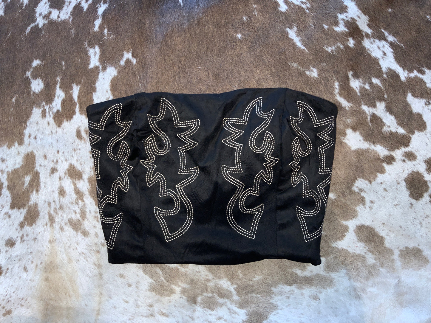 Black Stitched Out Corset Top