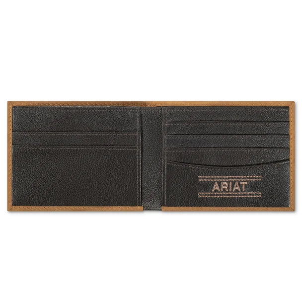 ARIAT BIFOLD EMBOSSED MEDIUM BROWN WALLET