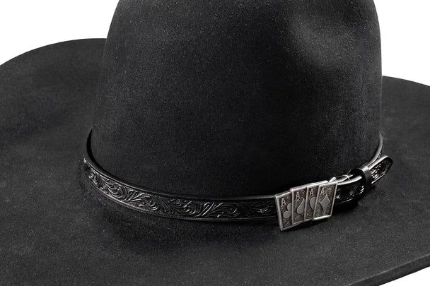 BLACK EMBOSSED ACE HAT BAND