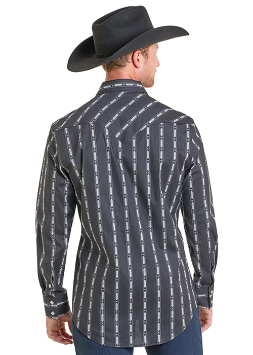 Black Diamond Stripe Men's Snap Up