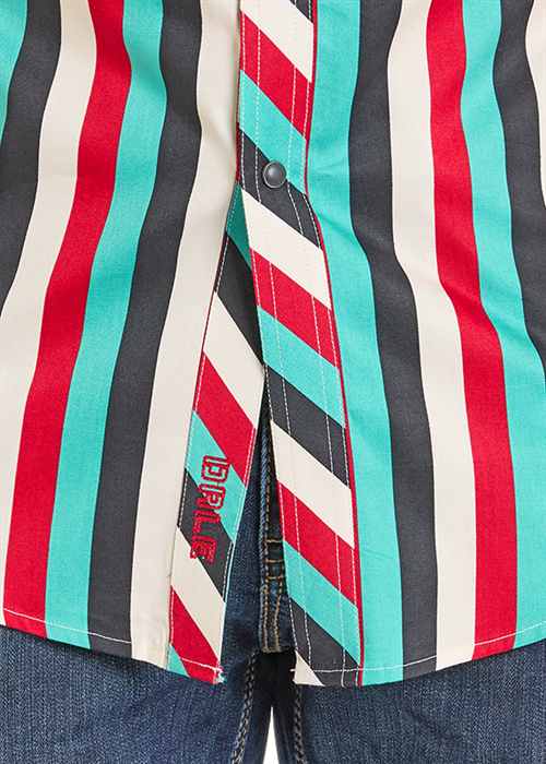 Black & Turquoise Stripe Snap Up