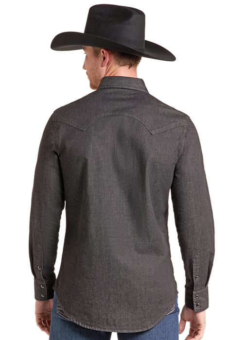 Koe Black Denim Solid Snap Up
