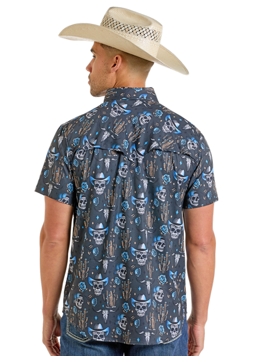 Men's Skull Print Short Sleeve Shirt