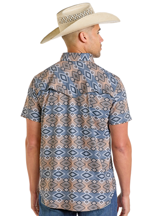 Men's Aztec Blues Print Short Sleeve Shirt