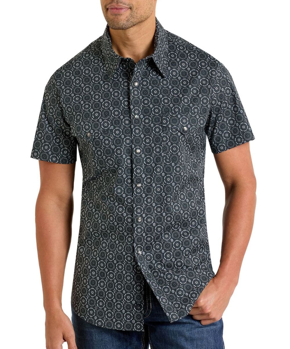 Men's All Over Medallion Short Sleeve Snap