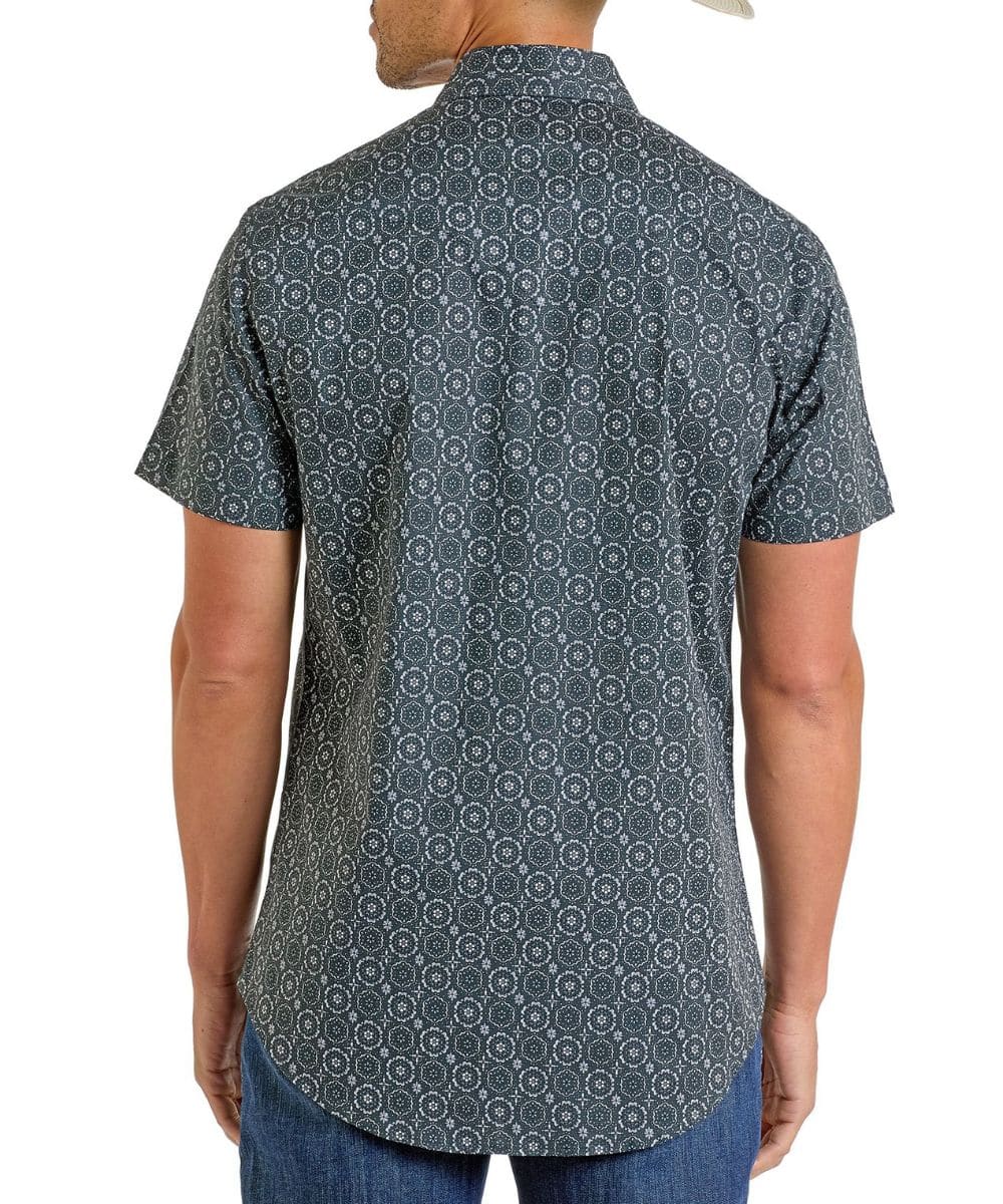 Men's All Over Medallion Short Sleeve Snap