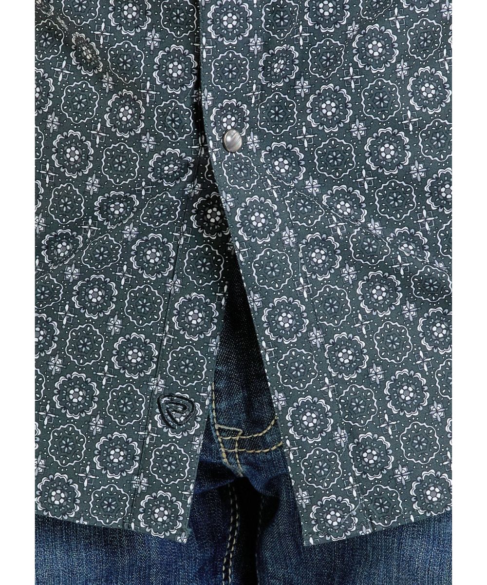 Men's All Over Medallion Short Sleeve Snap