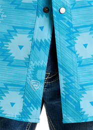 Teal Men's Aztec Print Short Sleeve Shirt