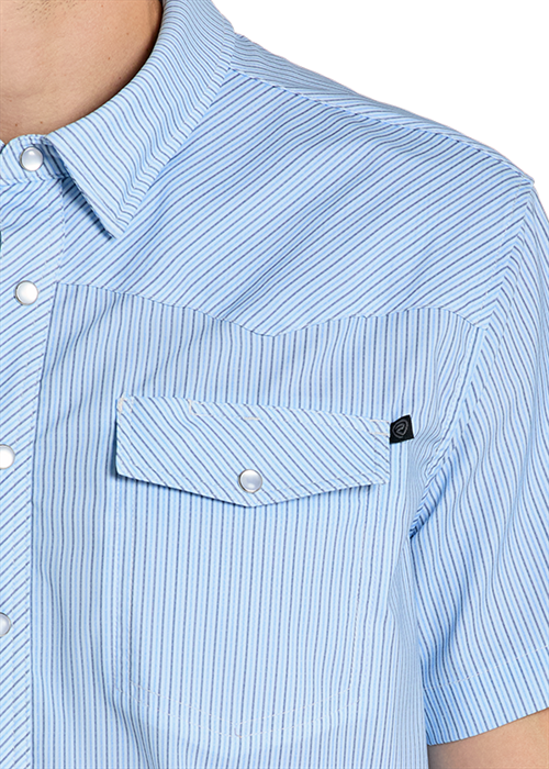 Tex Tek Western Snap Up Powder Blue Stripe