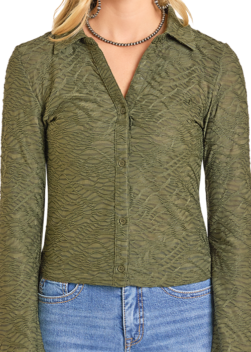 Textured Olive Women's Top