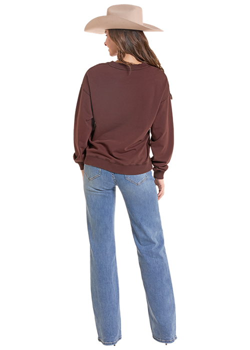 Chocolate Bootstitch Fleece Crew
