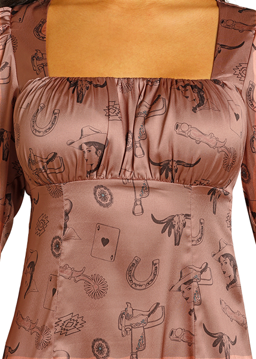 Conversational Satin Maxi Dress