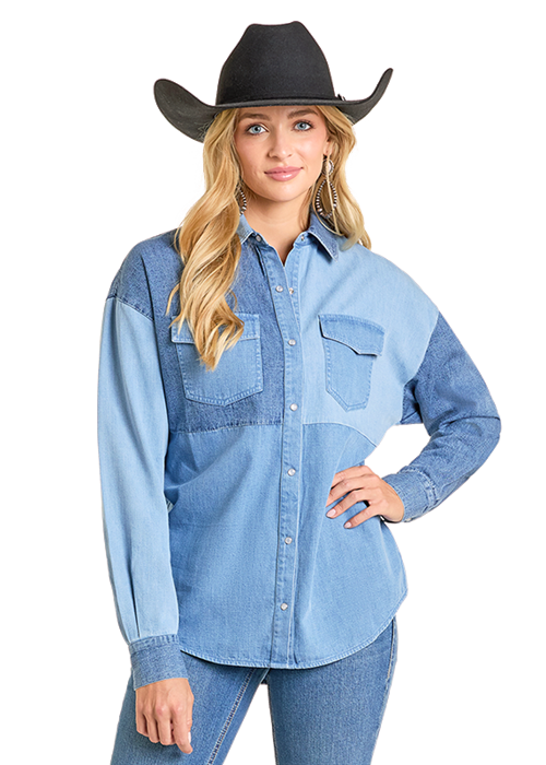 Patchwork Denim Women's Top