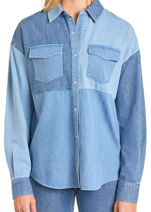 Patchwork Denim Women's Top