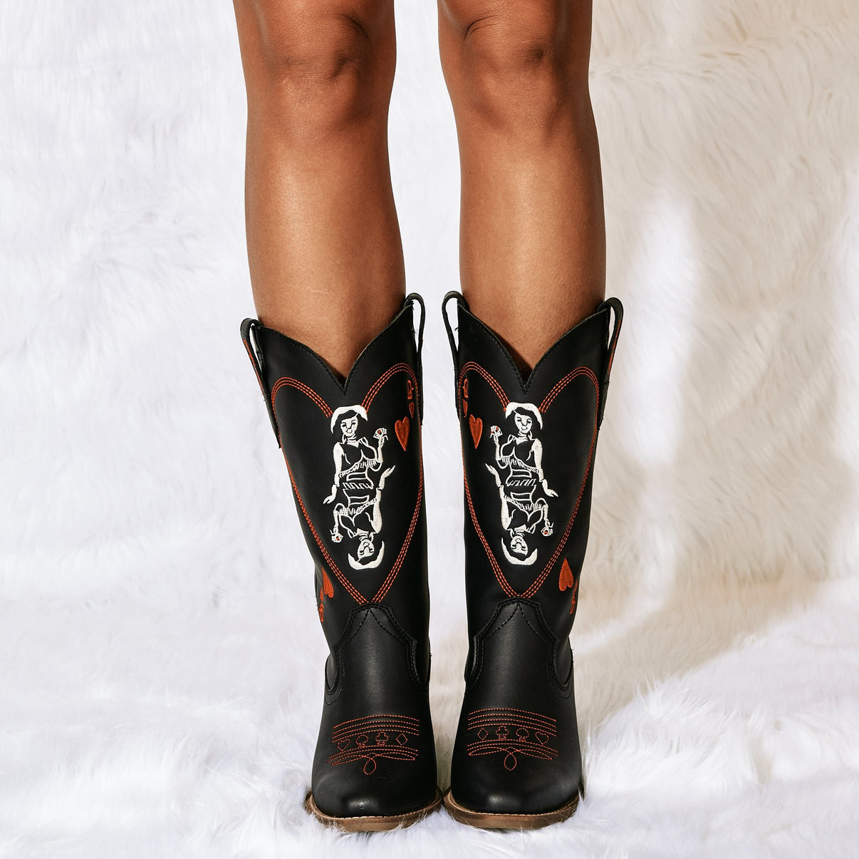 Dingo Queen A Hearts White Leather Boot