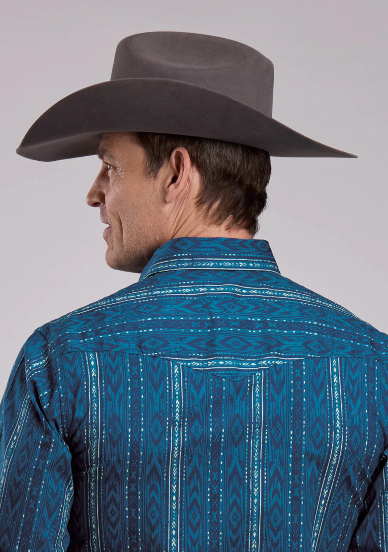 Roper Men's Long Sleeve Solid Snap Shirt - BU