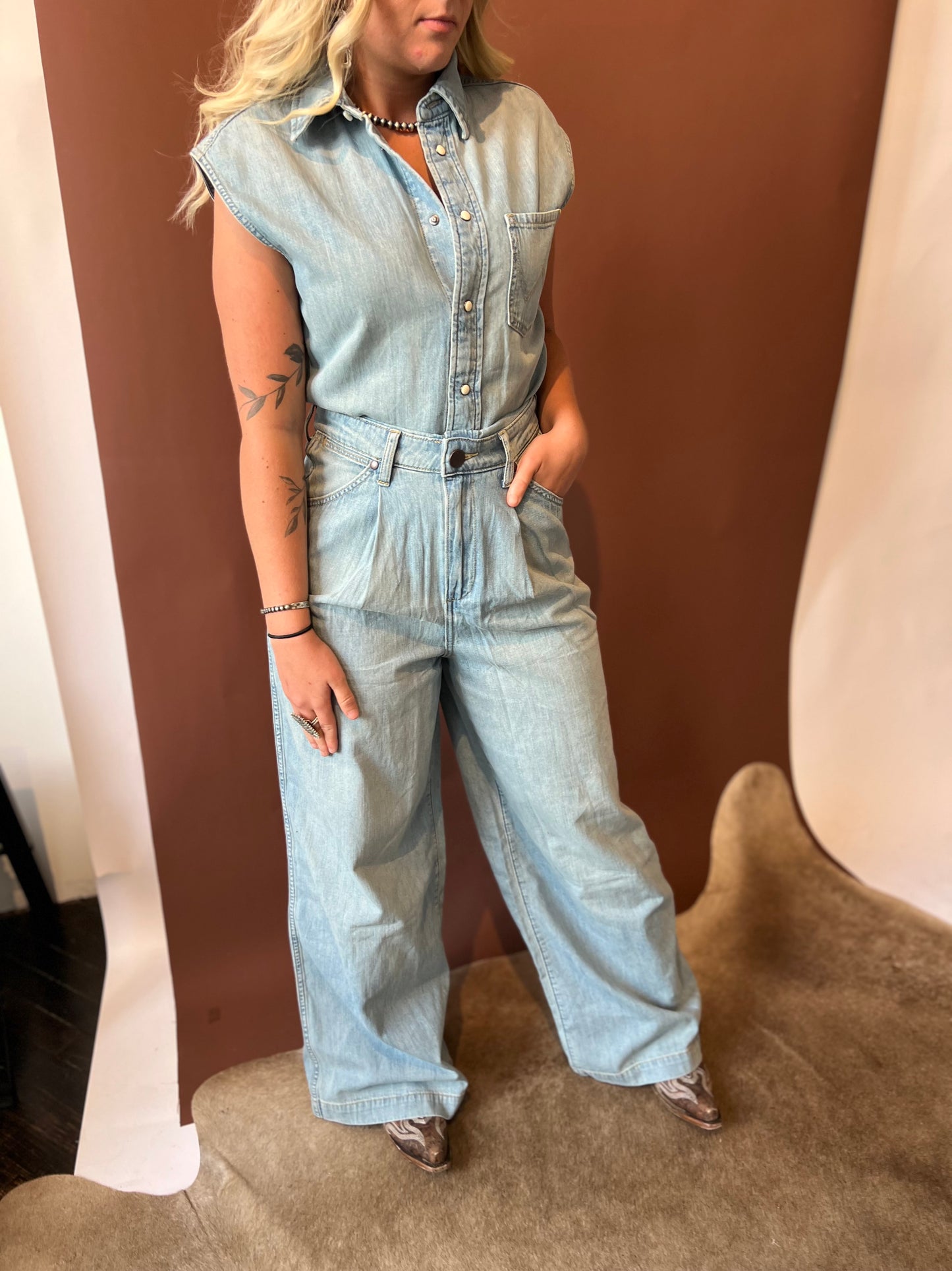 Wrangler Punchy Jumpsuit Bleached