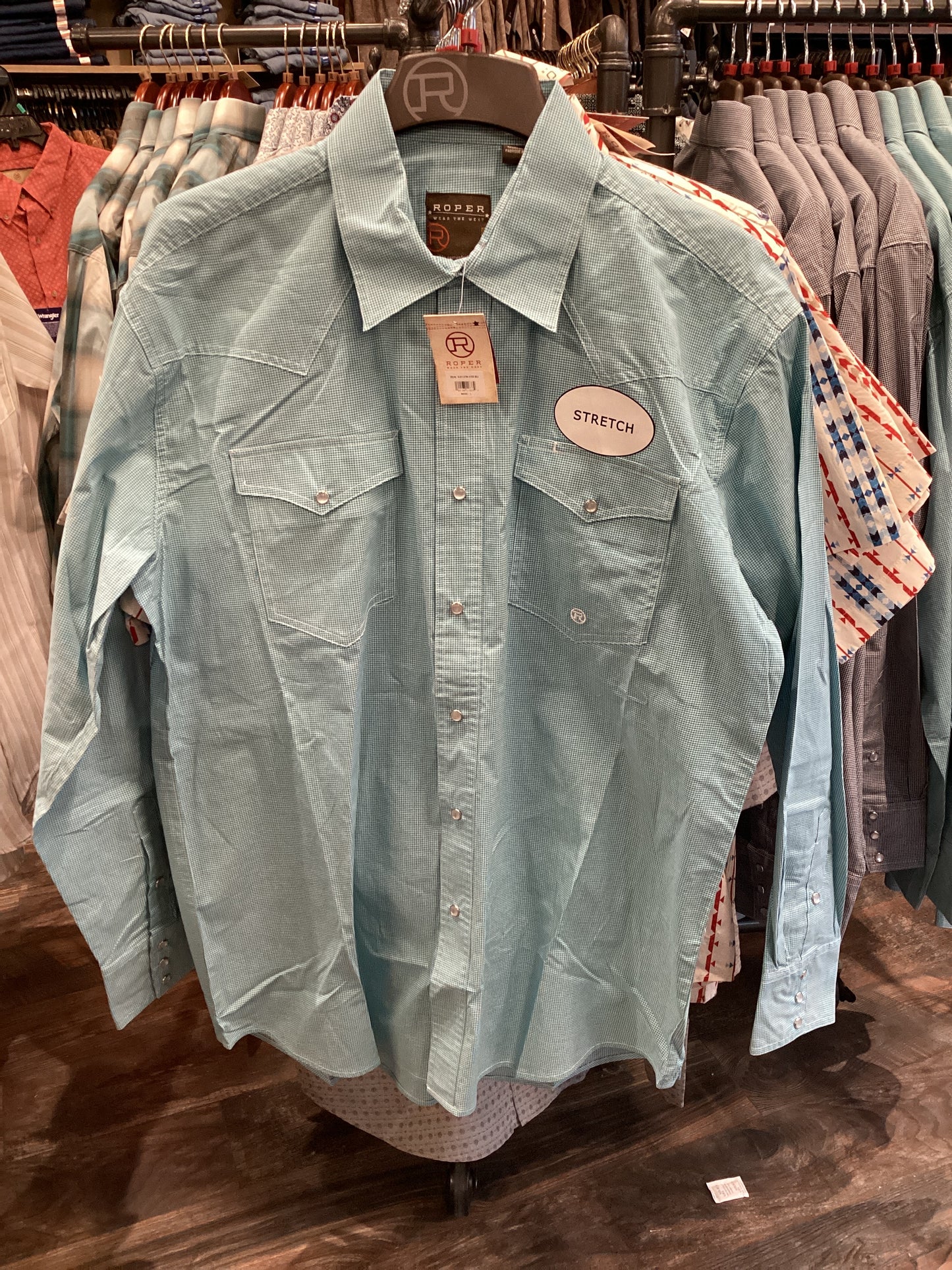 Roper Men's Turquoise Plaid Snap Up