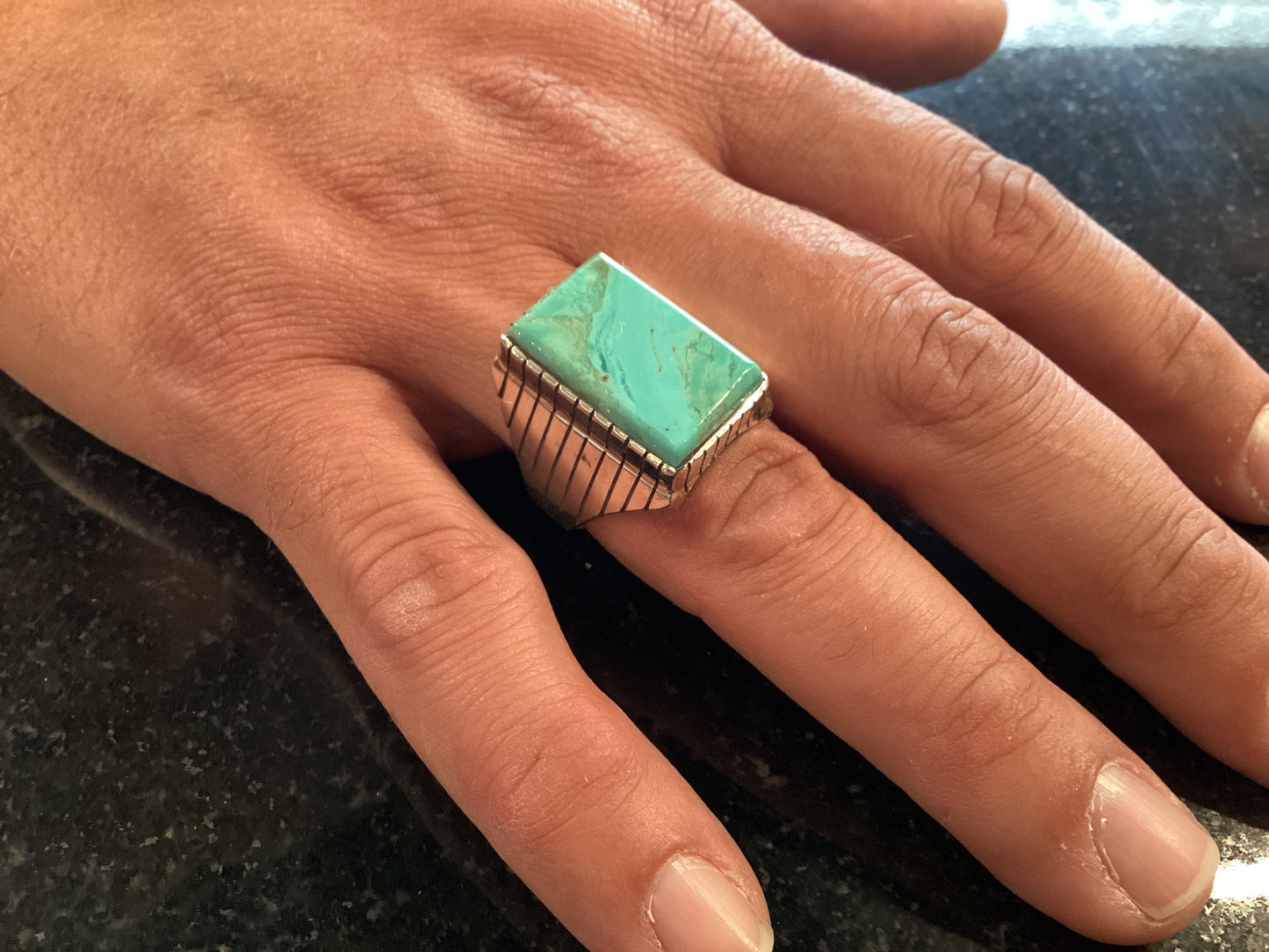 Authentic Turquoise Thunder Ring