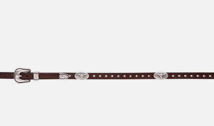 Hat Band Brown Diamond Cut Longhorn Concho