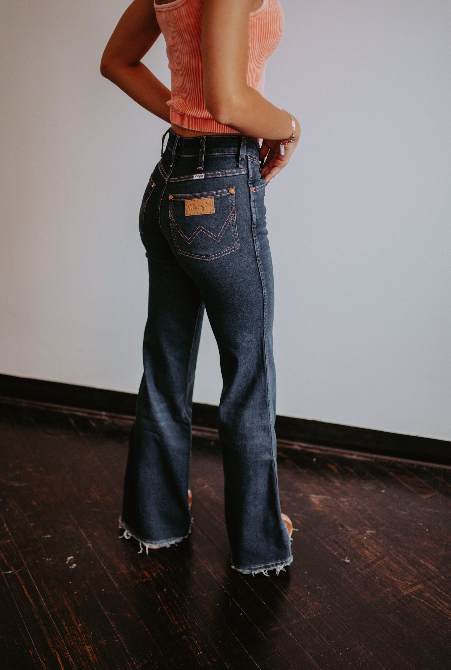 Wrangler Dallas Dark Frayed Hem Flare Women's Jeans