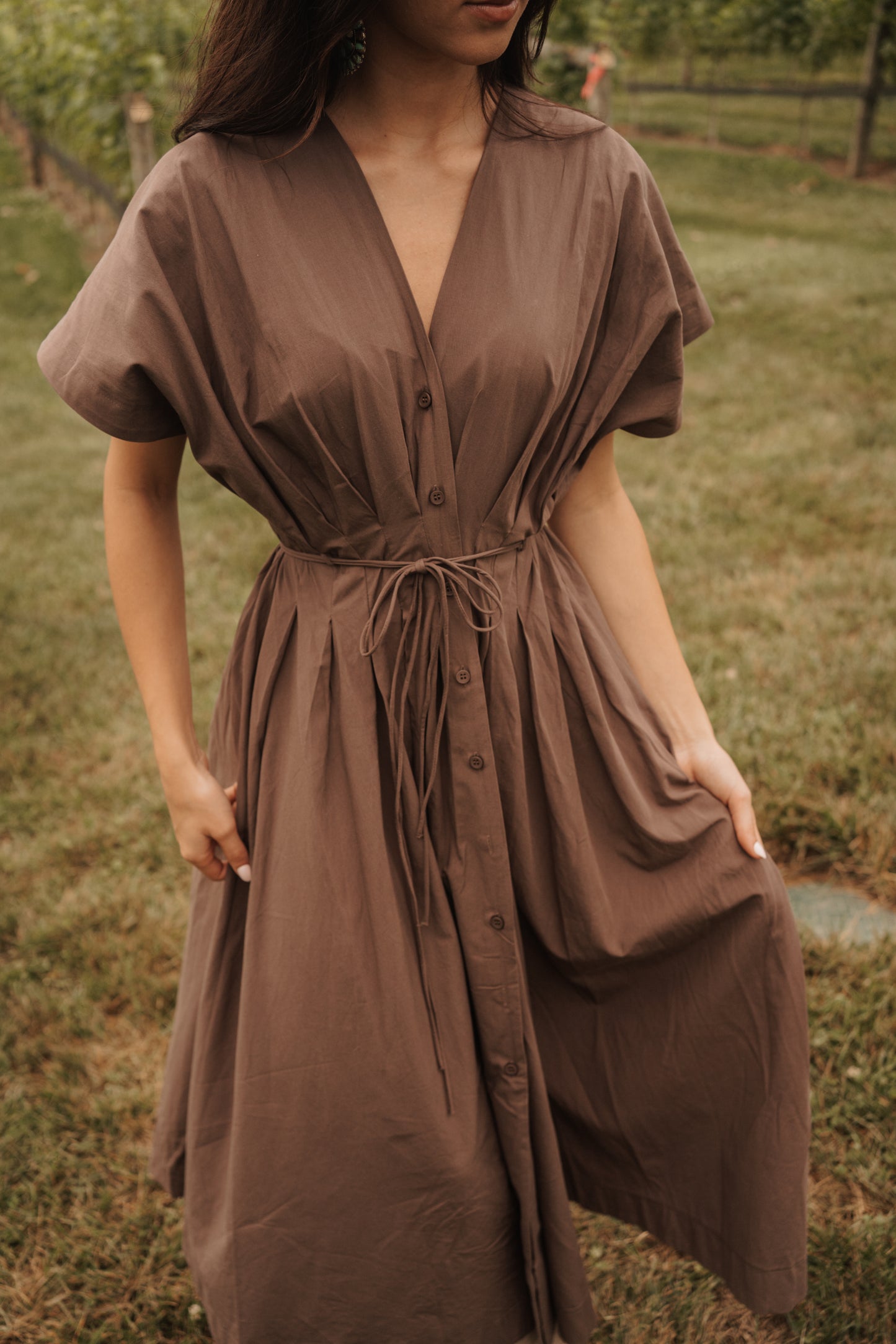 Cocoa Tucked Waist Dress