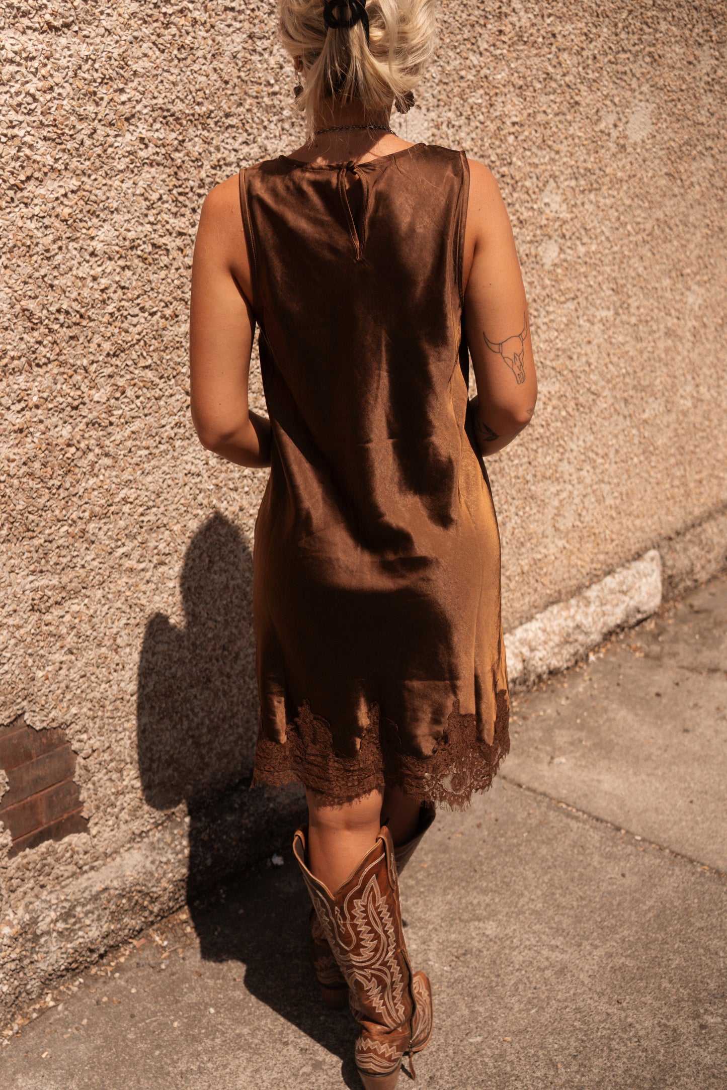 Adeline Brown Lace Dress