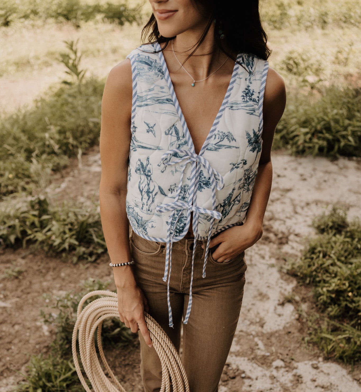 Bristol Blues Tied Front Vest