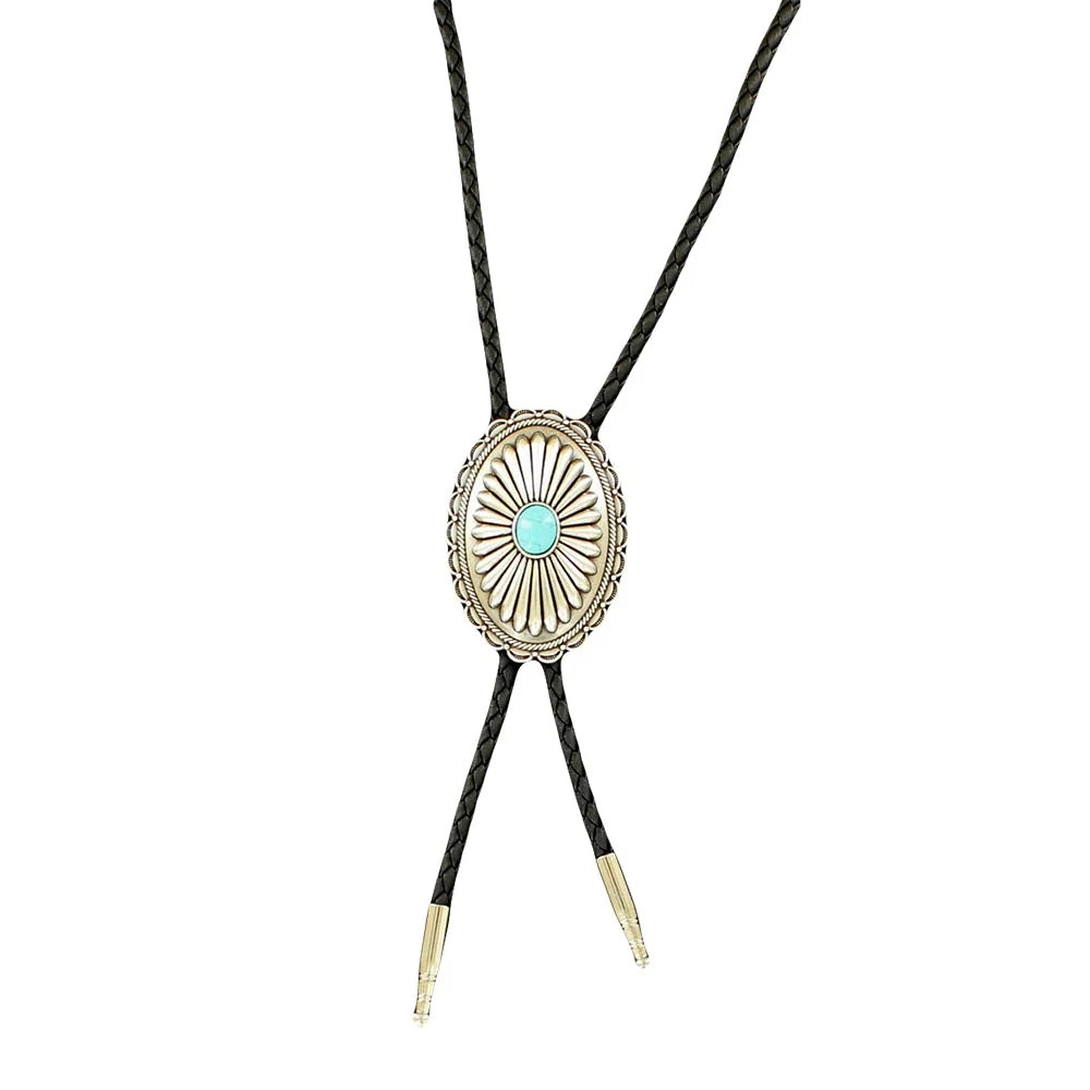 Oval Flower Concho Bolo Tie